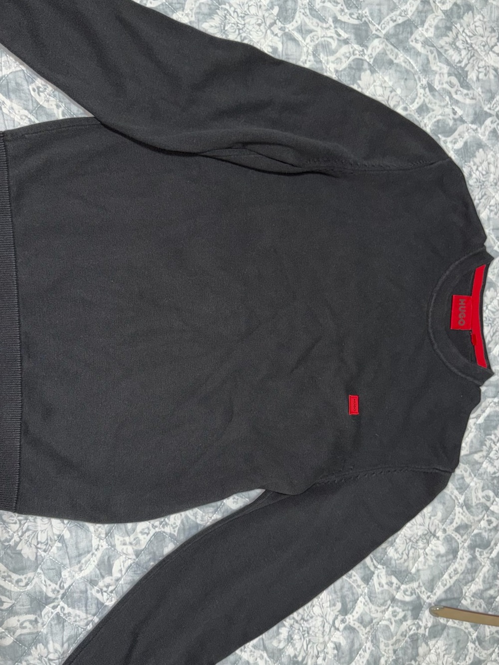 Hugo Boss Black Crewneck Sweater with Red Accent